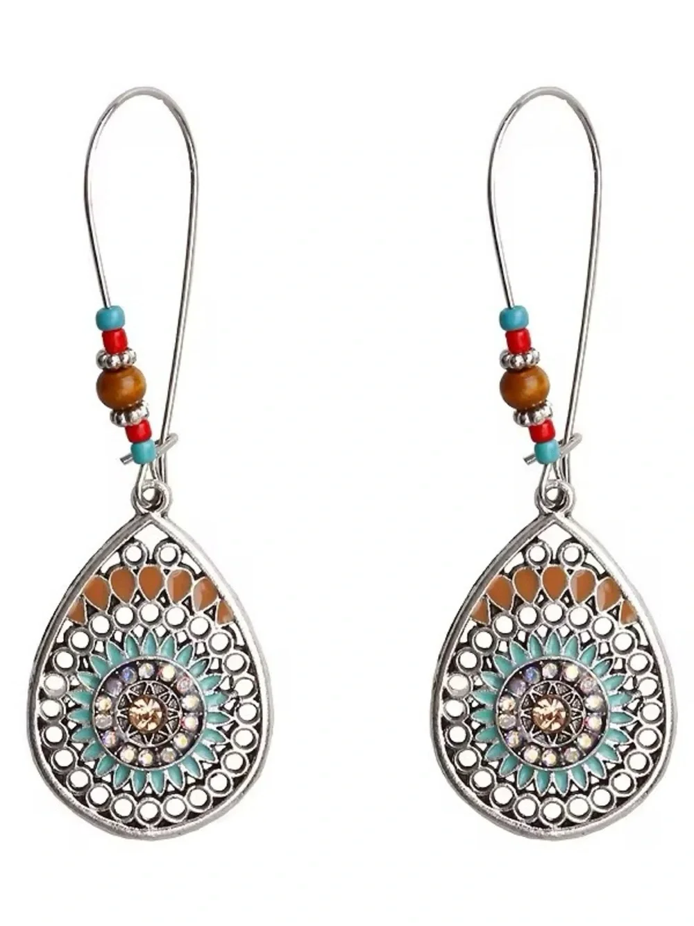 ***Elegant Boho Turquoise Teardrop Filigree Earrings